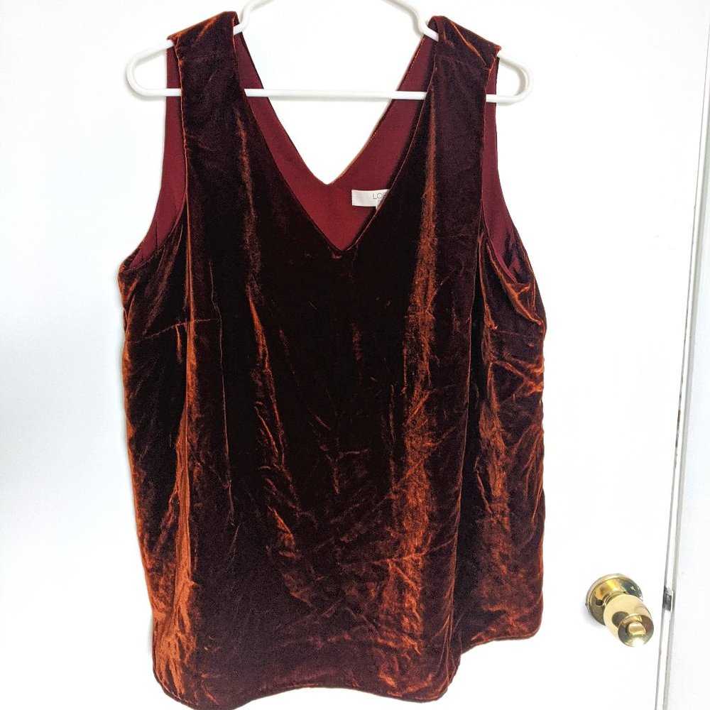LOFT Orange/Desert Brown Velvet Shell Tank size 14